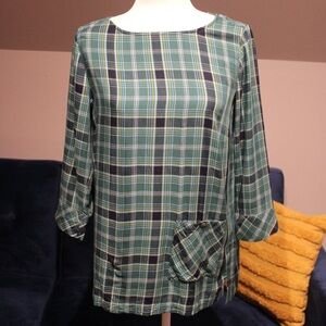 J. Jill Green and Navy Plaid Top